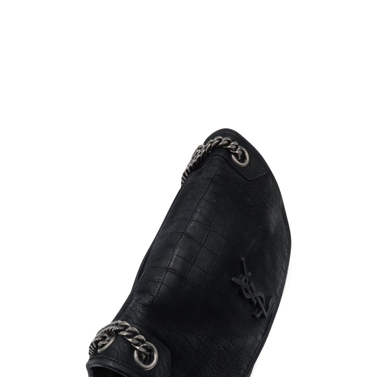 Medium Niki Crocodile Embossed Black