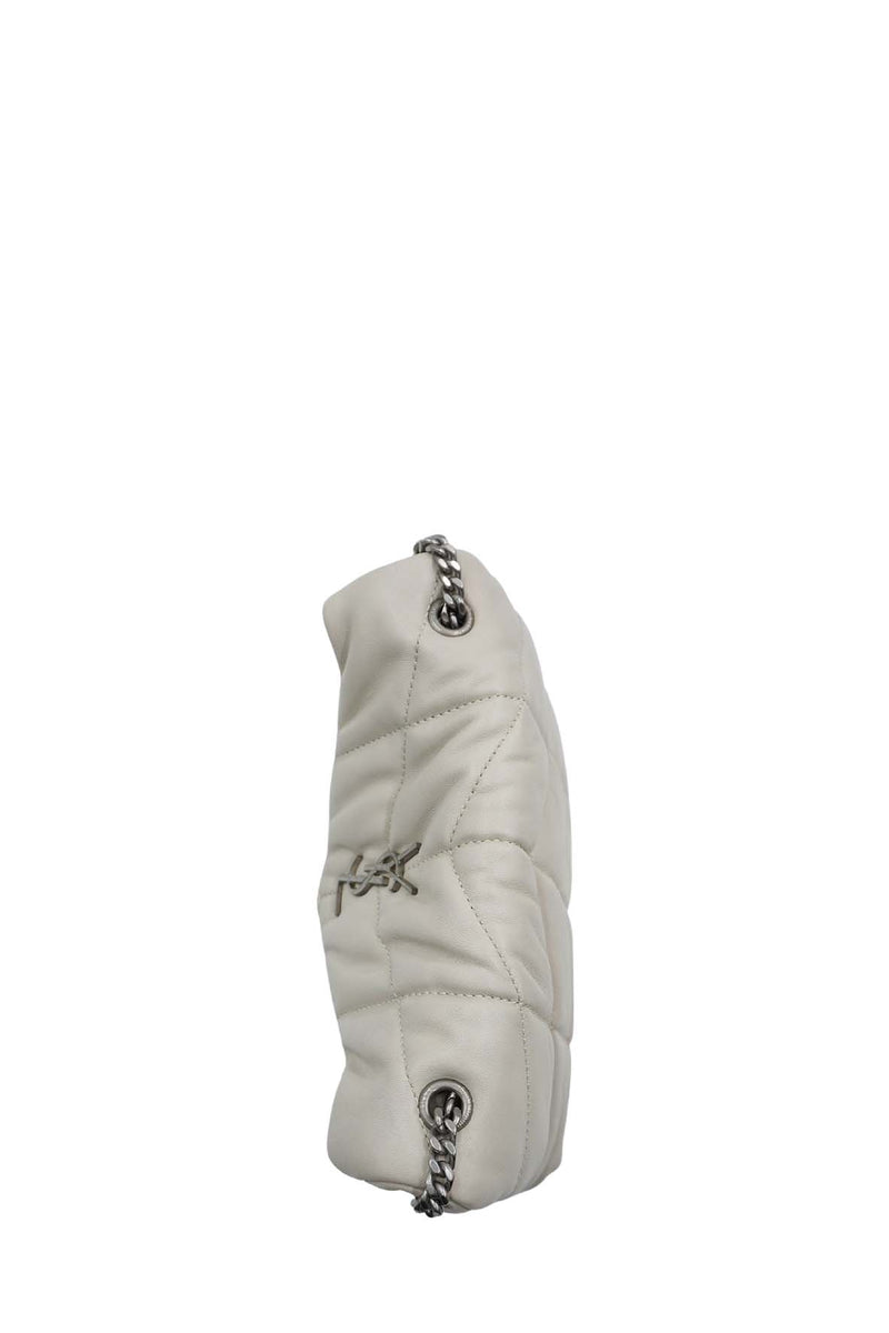 Mini Quilted Puffer Toy Lambskin SHW White