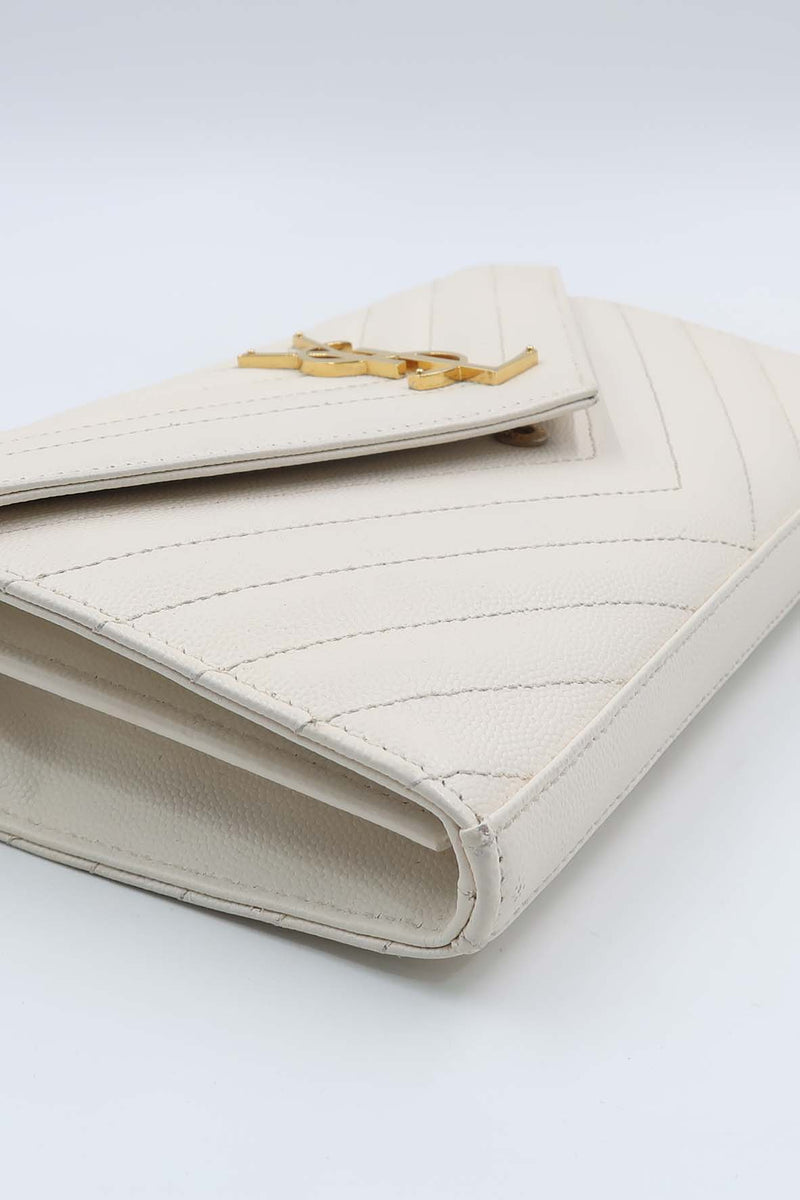 Monogram Chain Wallet White with Gold Hardware White