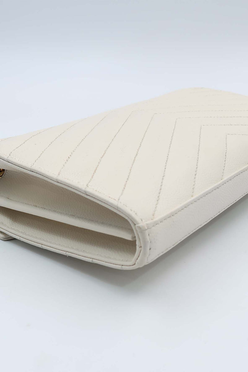 Monogram Chain Wallet White with Gold Hardware White