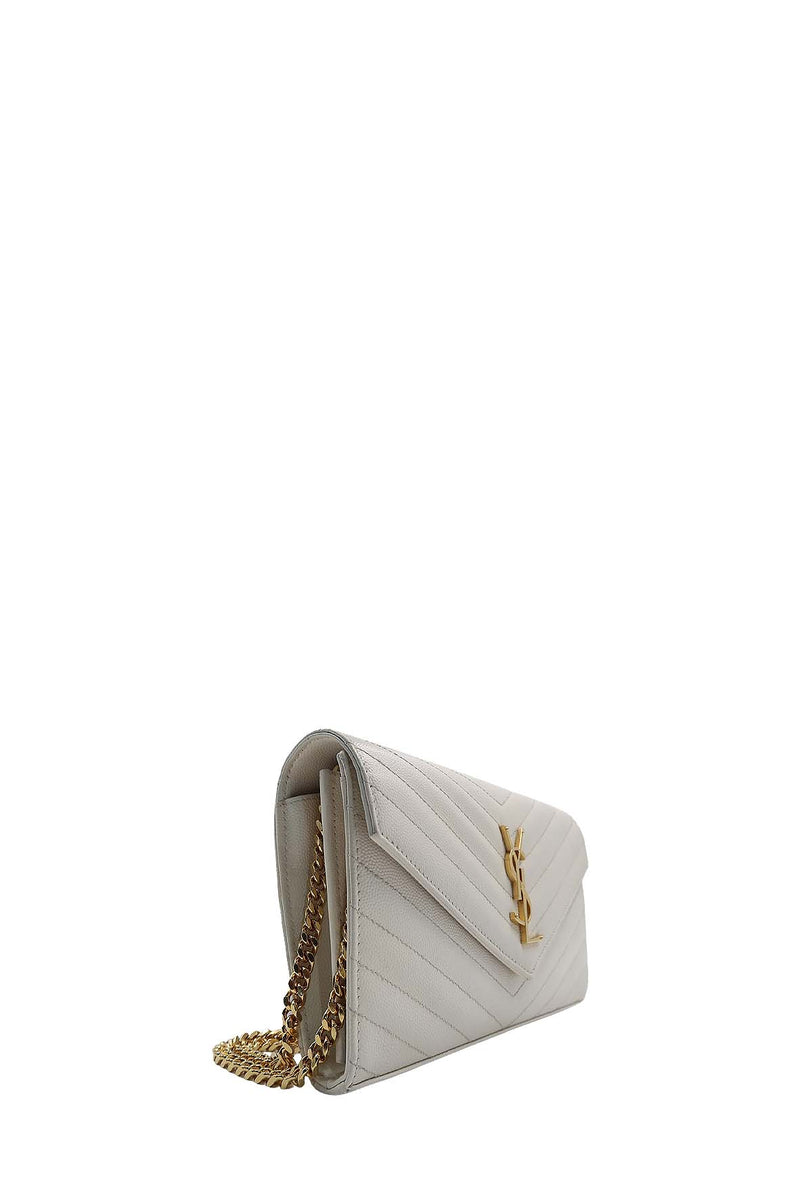 Monogram Chain Wallet White with Gold Hardware White