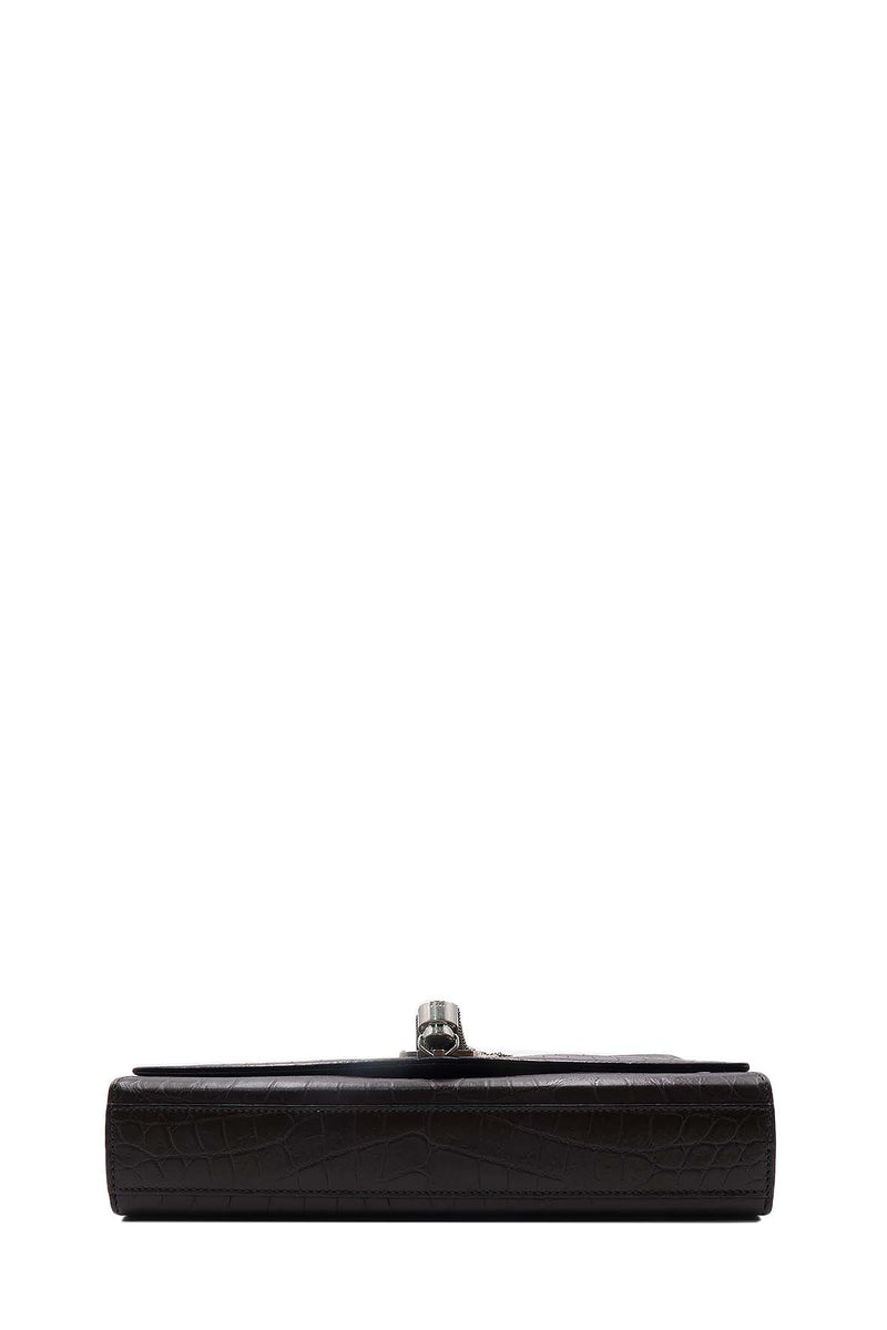Monogram Medium Kate with Tassel Crocodile Embossed Matte with Silver Hardware Dark Brown
