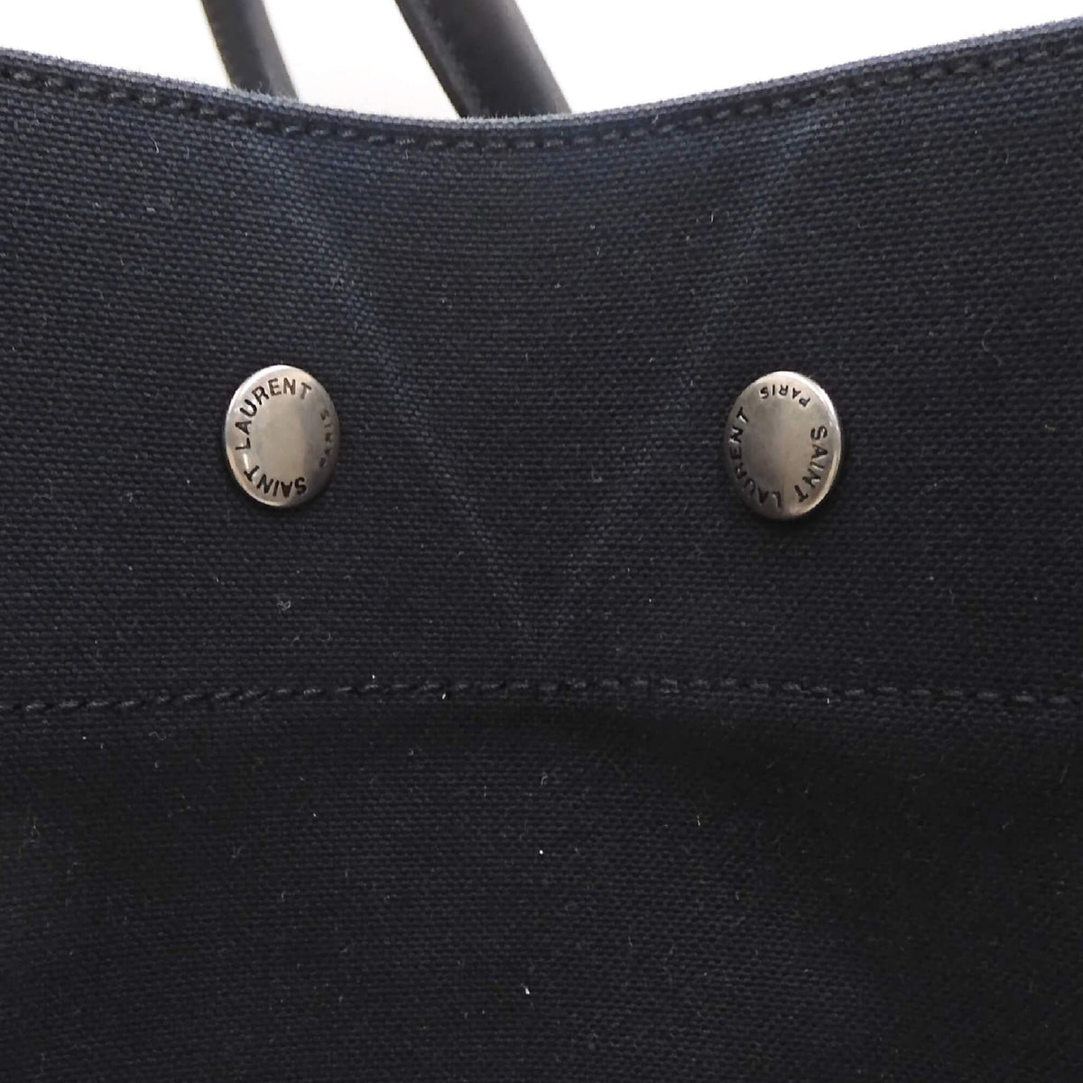 Striped Canvas Noe Cabas Tote Black White