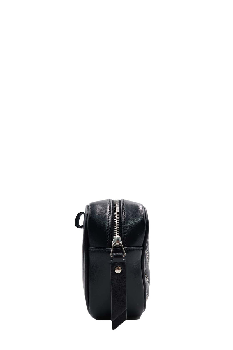 Studded Chevron Quilted Lou Belt Bag Black