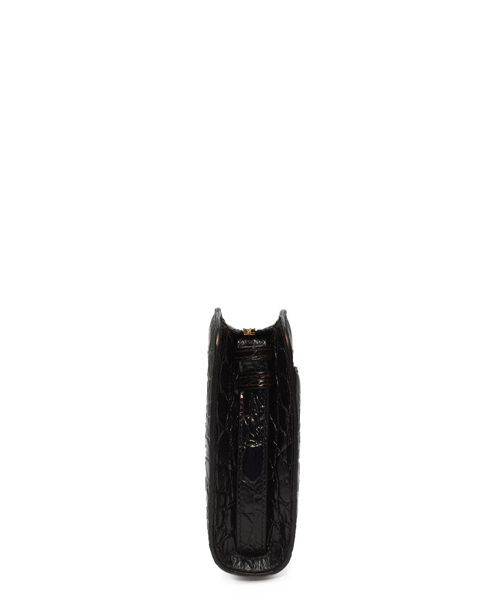 Croco Carre Crossbody Black