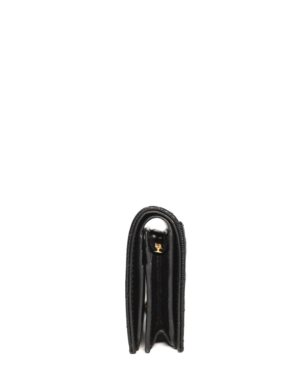 Matelasse Leather Monogram Compact Wallet Black