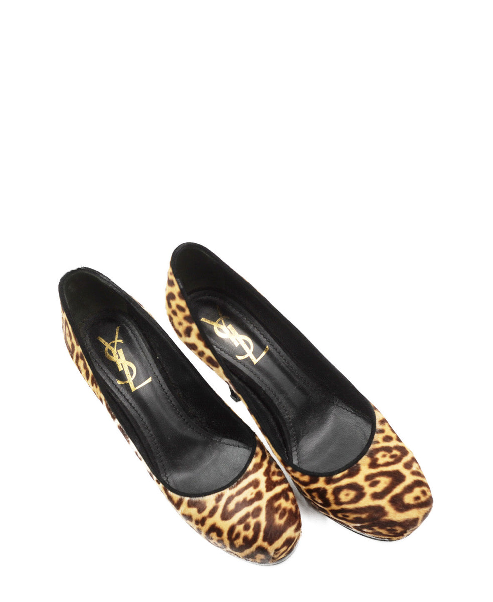 Palais Leopard Print Calf Hair Pumps Brown
