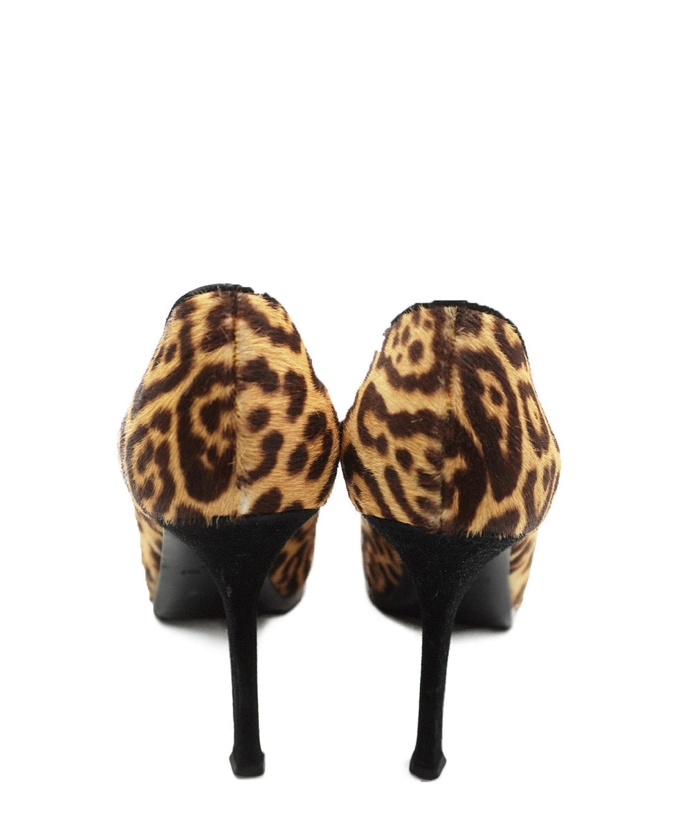 Palais Leopard Print Calf Hair Pumps Brown