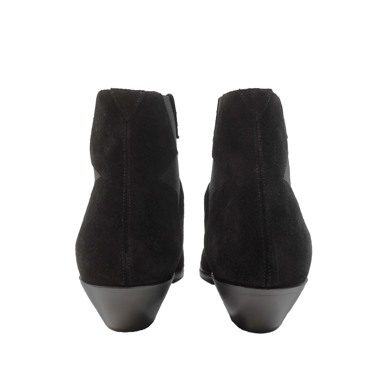 Suede Silver Star Ankle Boots Black