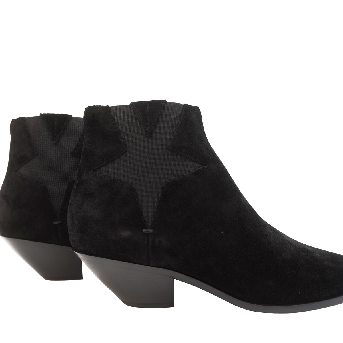 Suede Silver Star Ankle Boots Black