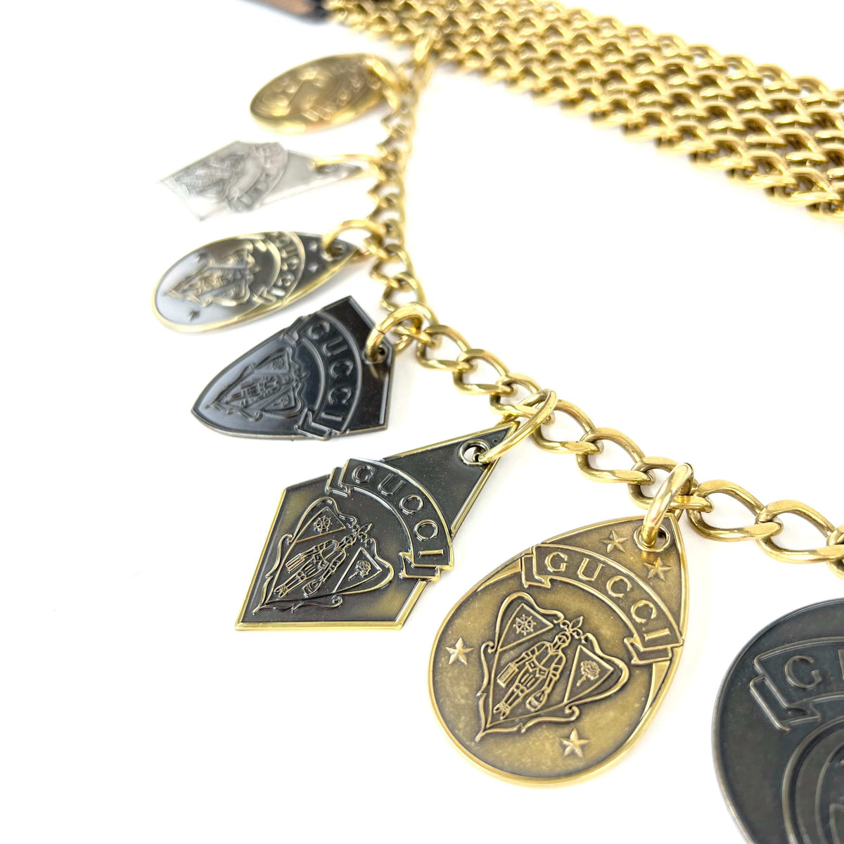 Top Quality Gucci Goldtoned Crest Charms Belt