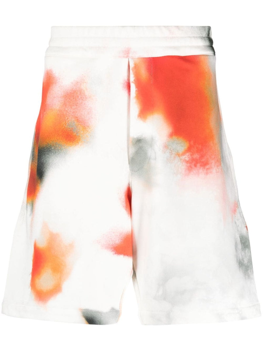 Alexander Mcqueen Men Obscure Flower Cotton Shorts