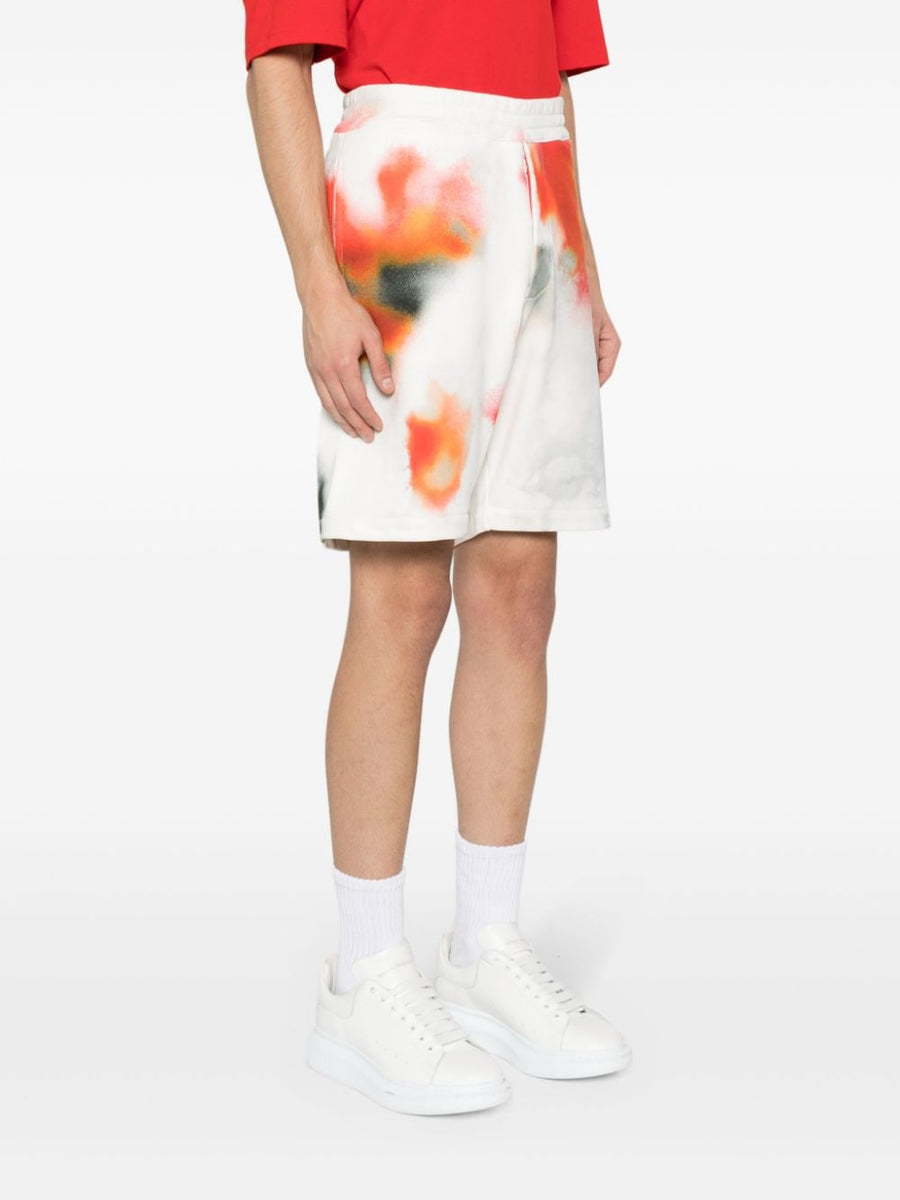 Alexander Mcqueen Men Obscure Flower Cotton Shorts