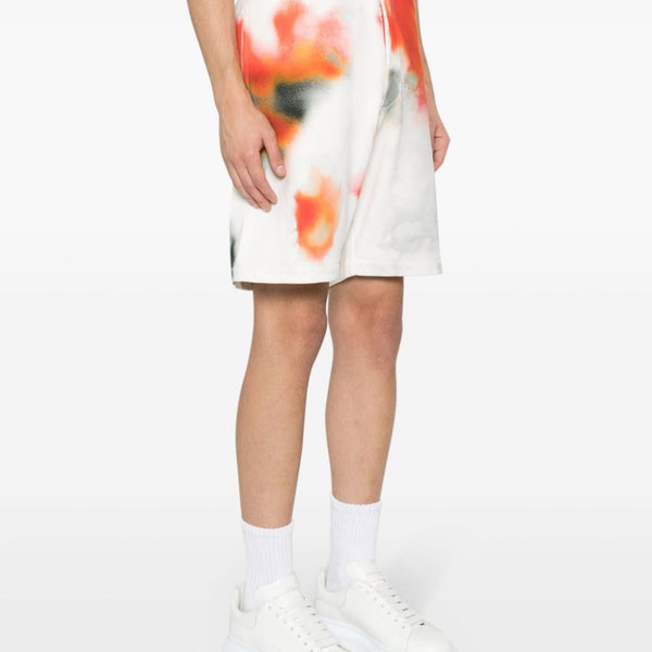 Alexander Mcqueen Men Obscure Flower Cotton Shorts