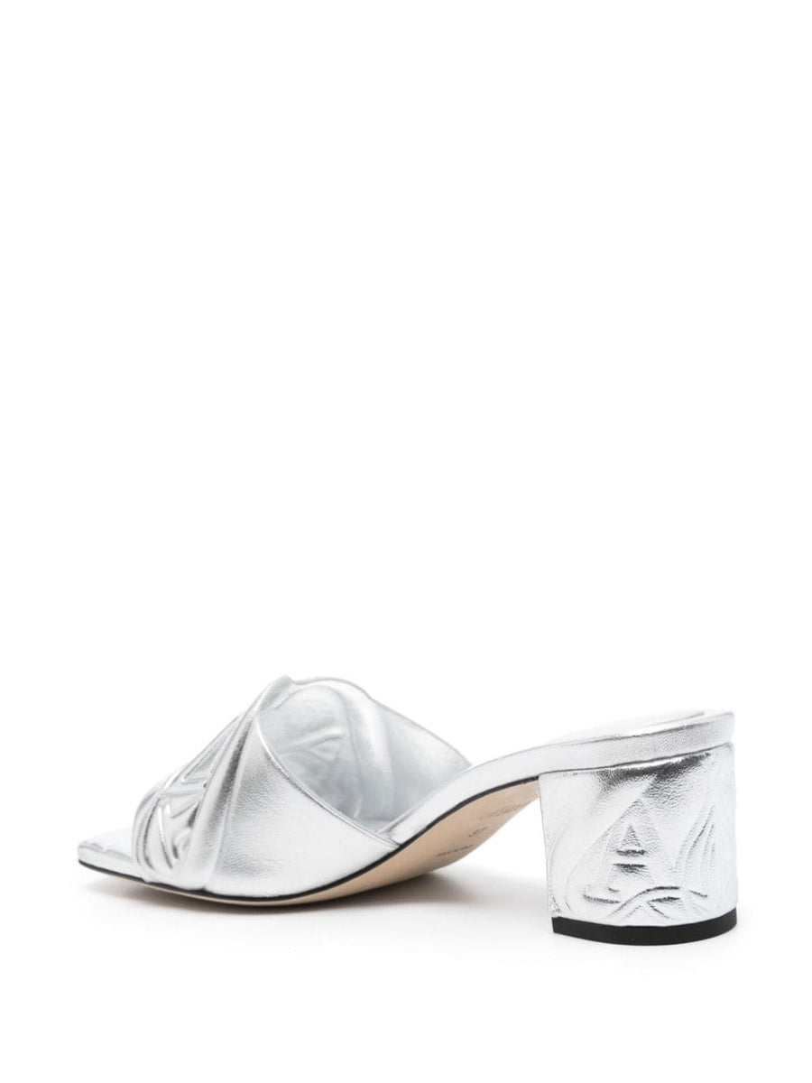Alexander Mcqueen Women Metallic Leather Heel Sandals