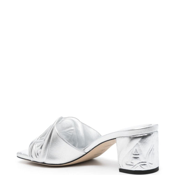 Alexander Mcqueen Women Metallic Leather Heel Sandals