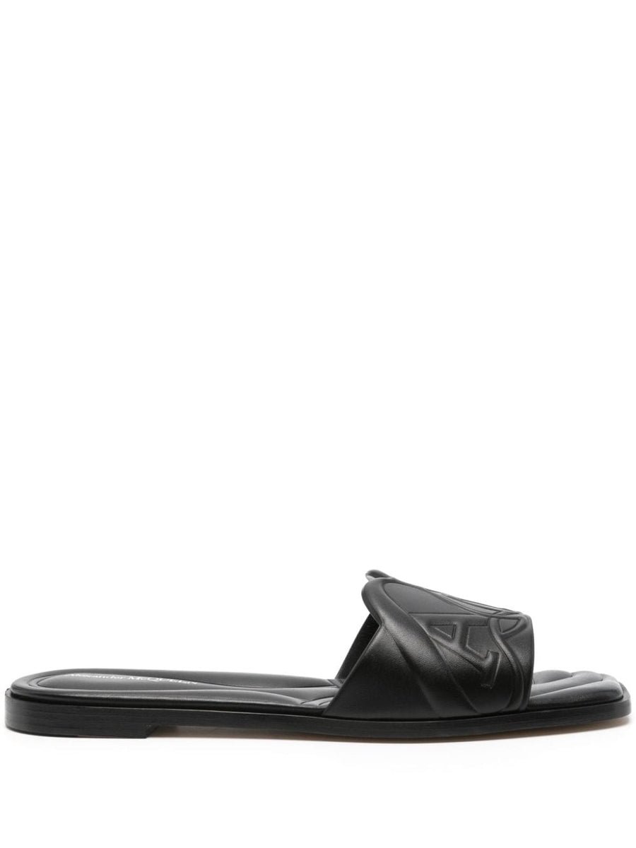Alexander Mcqueen Women Seal Leather Flat Sandals