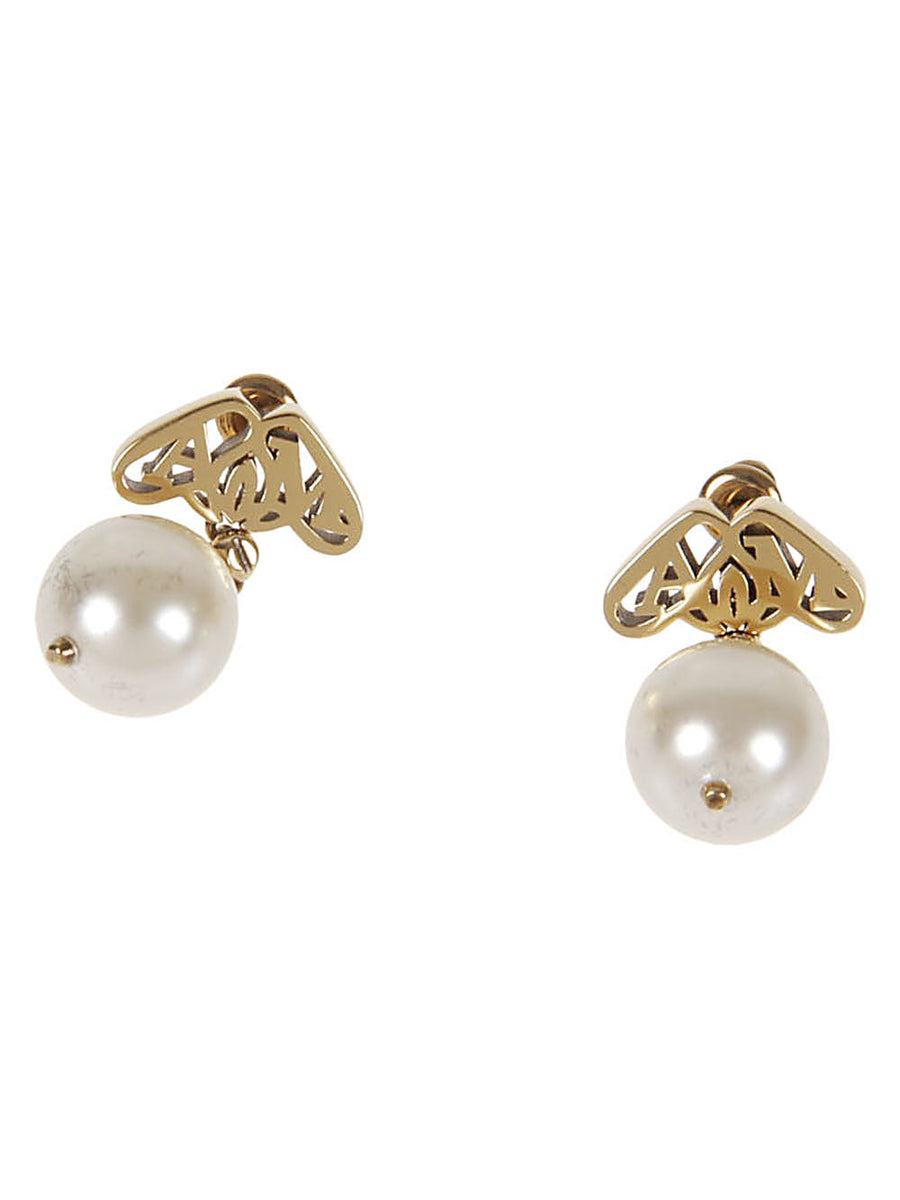 Alexander Mcqueen Women Seal Logo Pearl Earrings