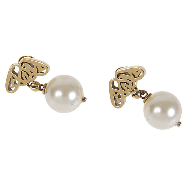 Alexander Mcqueen Women Seal Logo Pearl Earrings