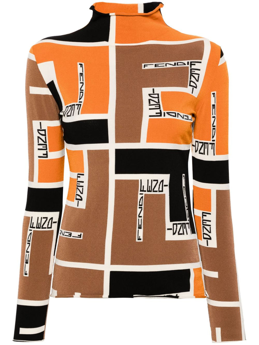 Fendi Women Printed High-Neck Top