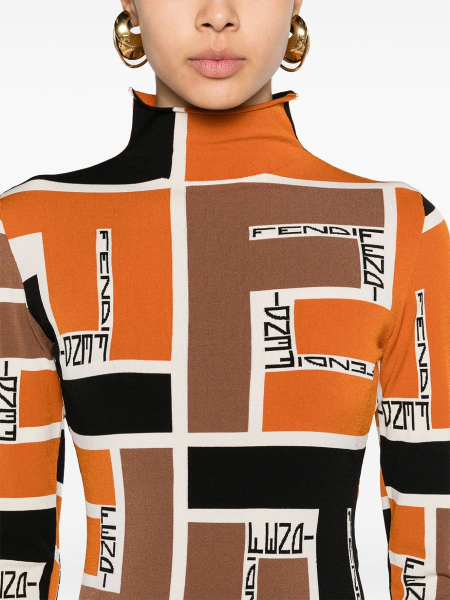 Fendi Women Printed High-Neck Top