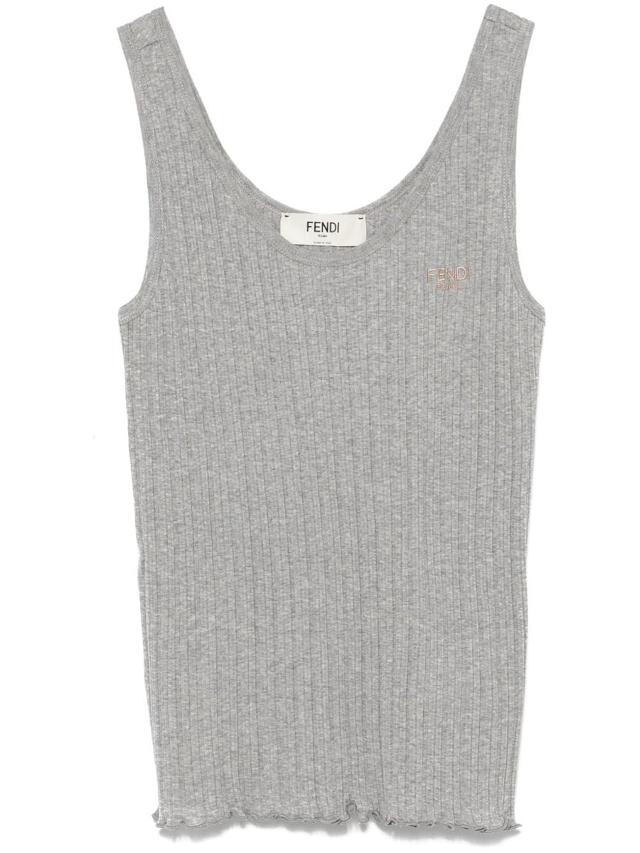 Fendi Women Ribbed Cotton Tank Top