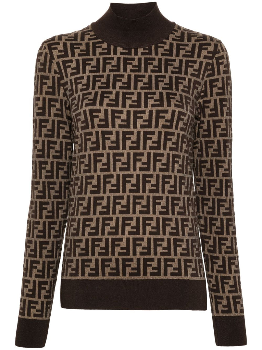Fendi Women Ff Cotton High-Neck Sweater