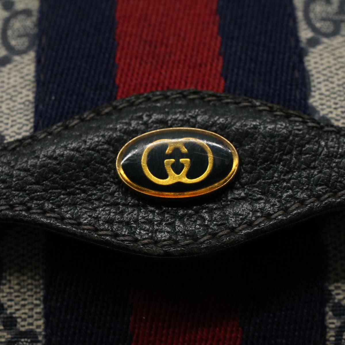 GUCCI GG Supreme Sherry Line Clutch Bag Red Navy 84 01 006 Auth th4322