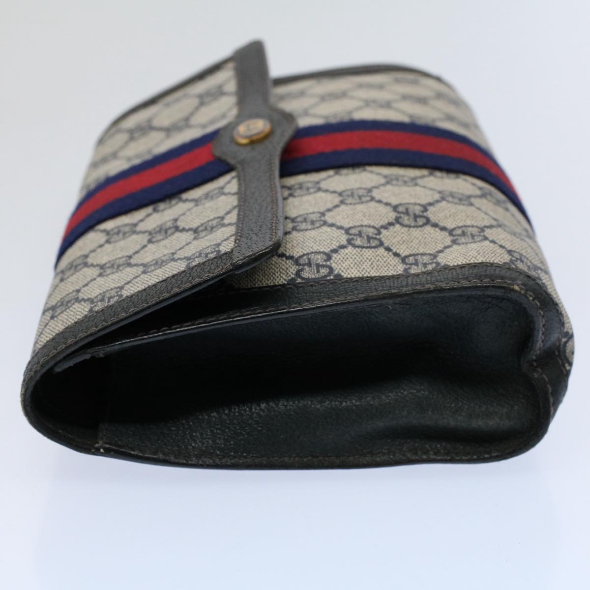 GUCCI GG Supreme Sherry Line Clutch Bag Red Navy 84 01 006 Auth th4322
