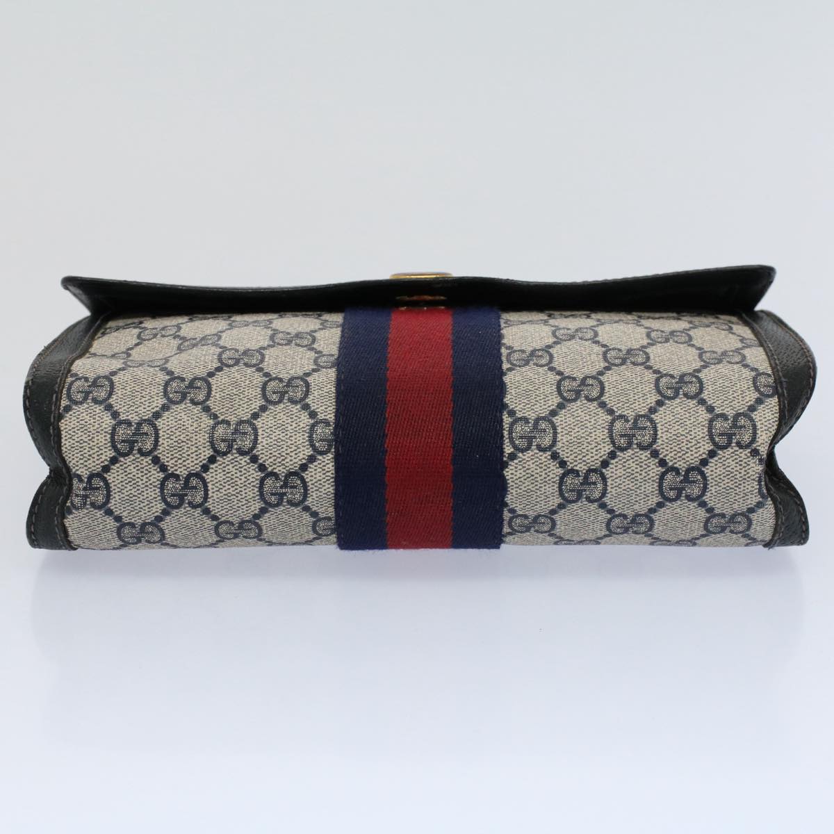 GUCCI GG Supreme Sherry Line Clutch Bag Red Navy 84 01 006 Auth th4322