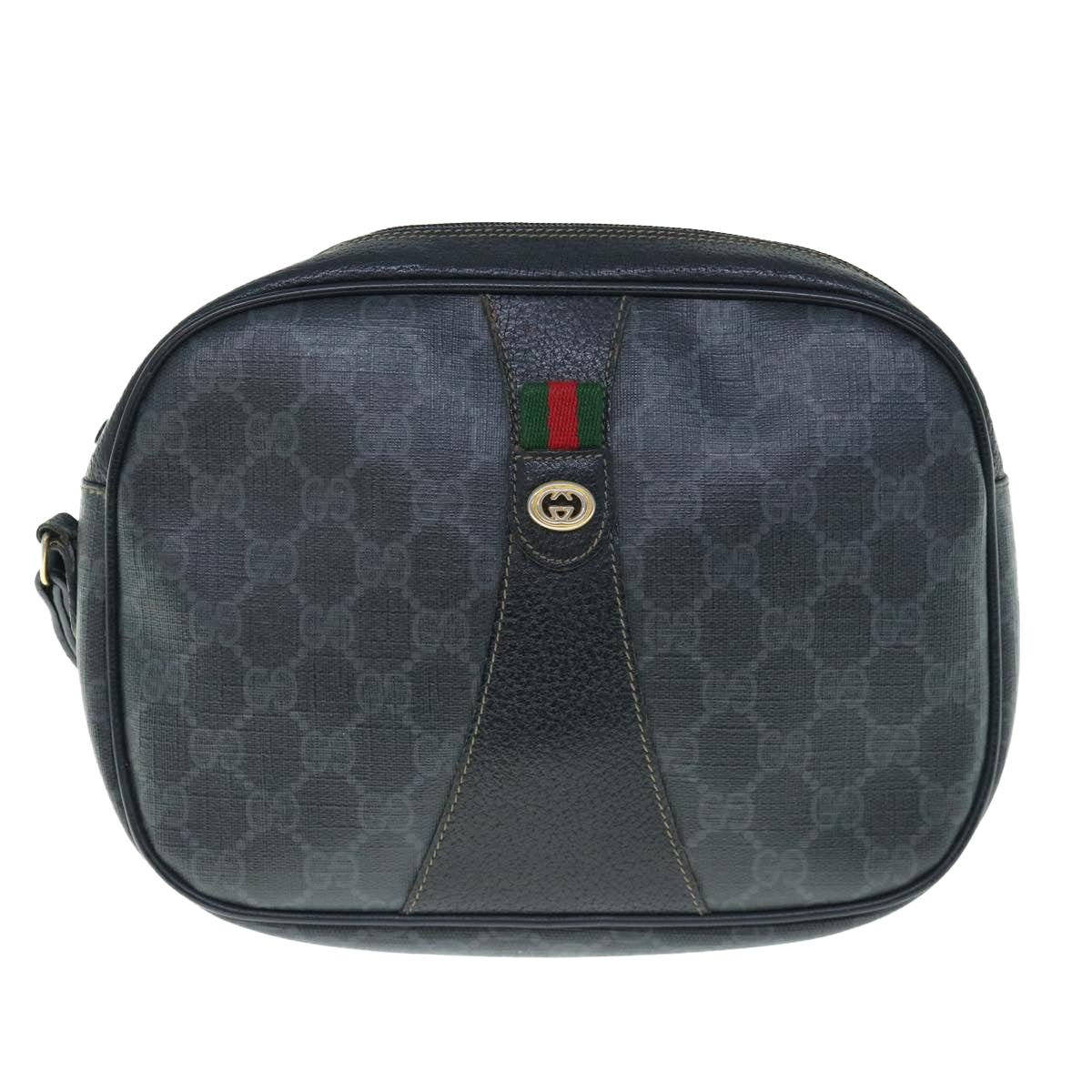 GUCCI GG Supreme Web Sherry Line Clutch Bag Black Red 89 01 034 Auth th4490