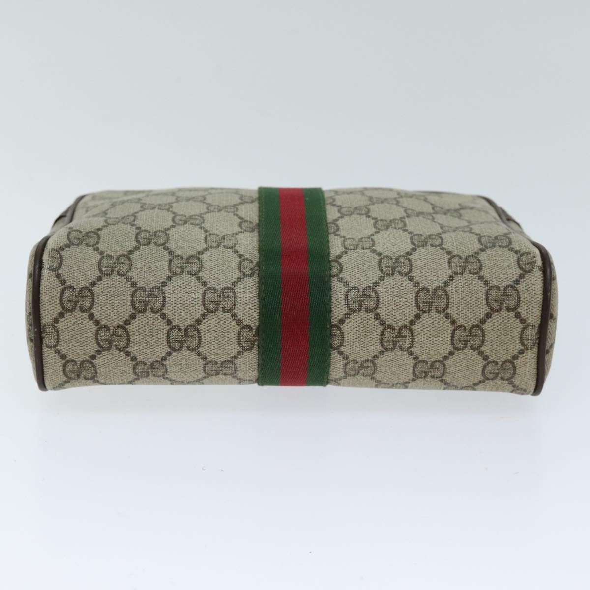 GUCCI GG Supreme Web Sherry Line Clutch Bag Beige Red 63 014 3553 Auth th4948