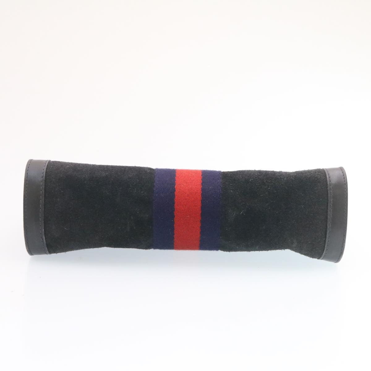 GUCCI Sherry Line Clutch Bag Suede Navy Red Auth am1160s