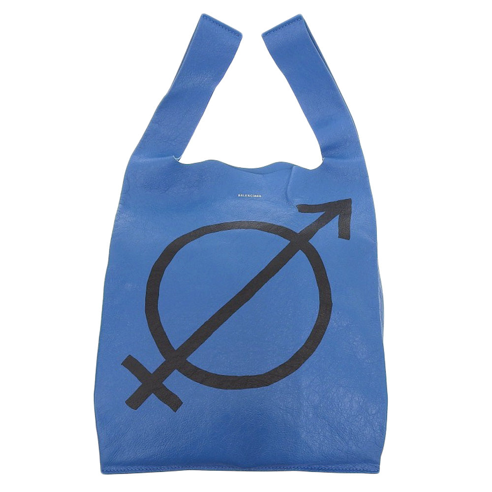 balenciaga Leather Shopper M Tote Bag Blue Black