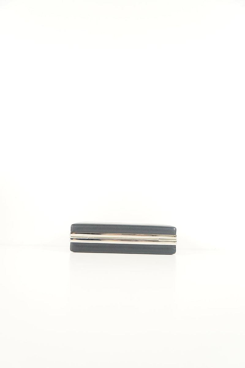 balenciaga black leather with silver clasp clutch