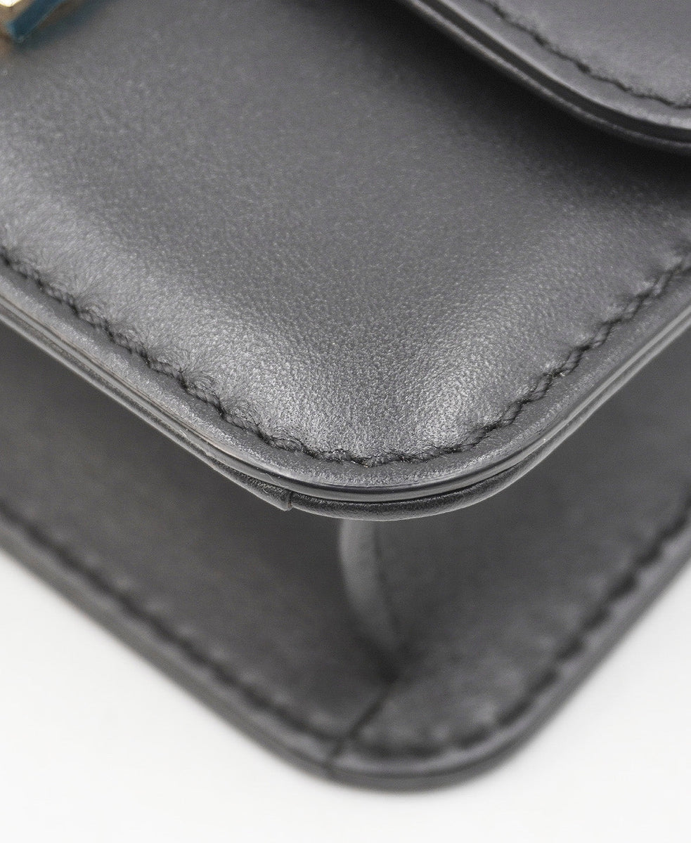 Leather Glam Rock Crossbody Bag Black