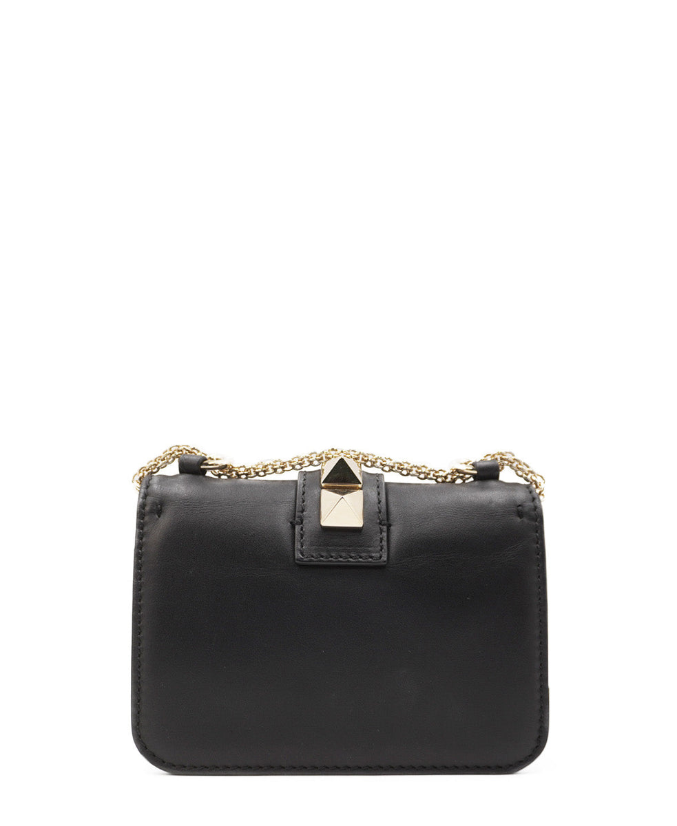 Leather Glam Rock Crossbody Bag Black