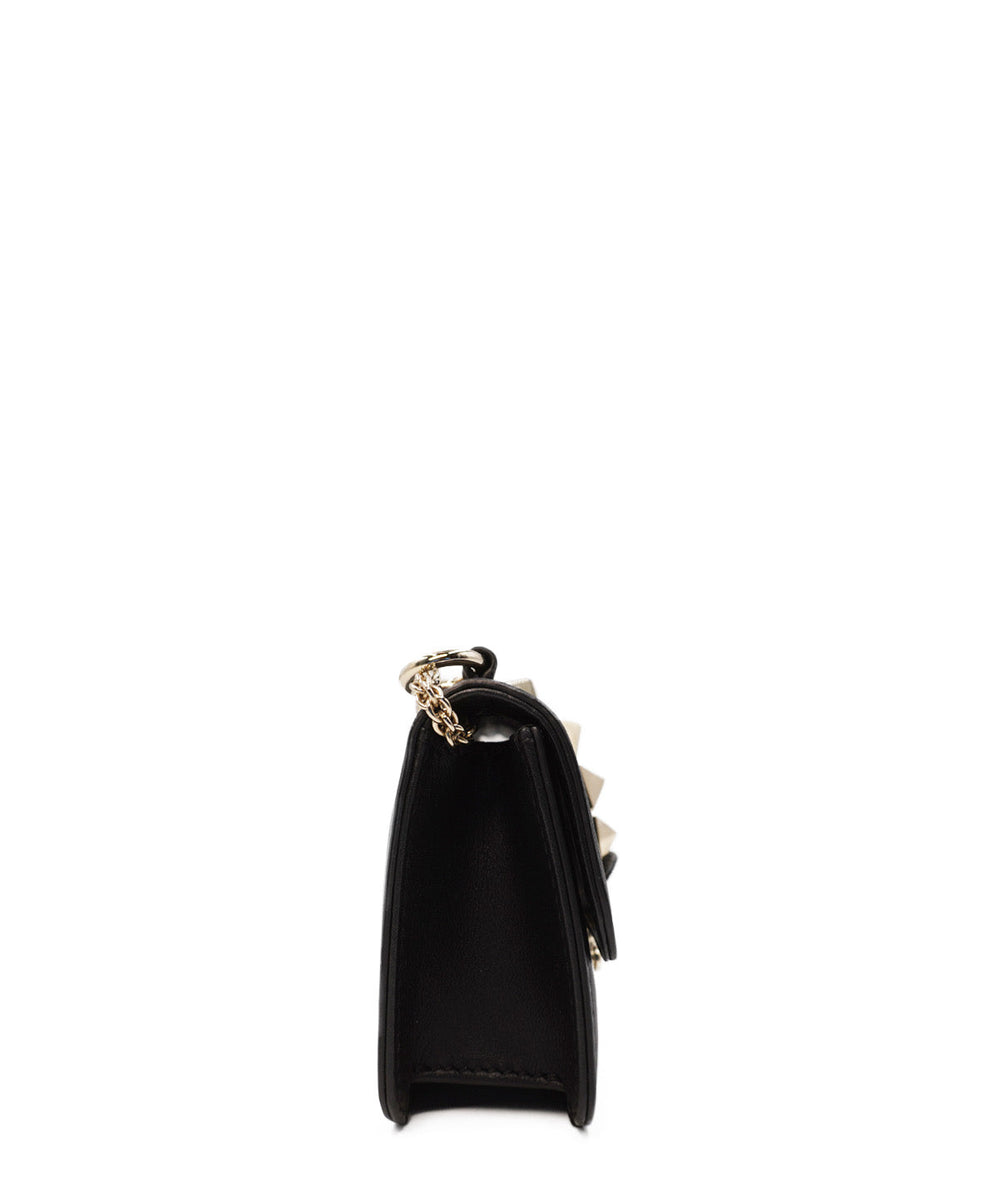 Leather Glam Rock Crossbody Bag Black