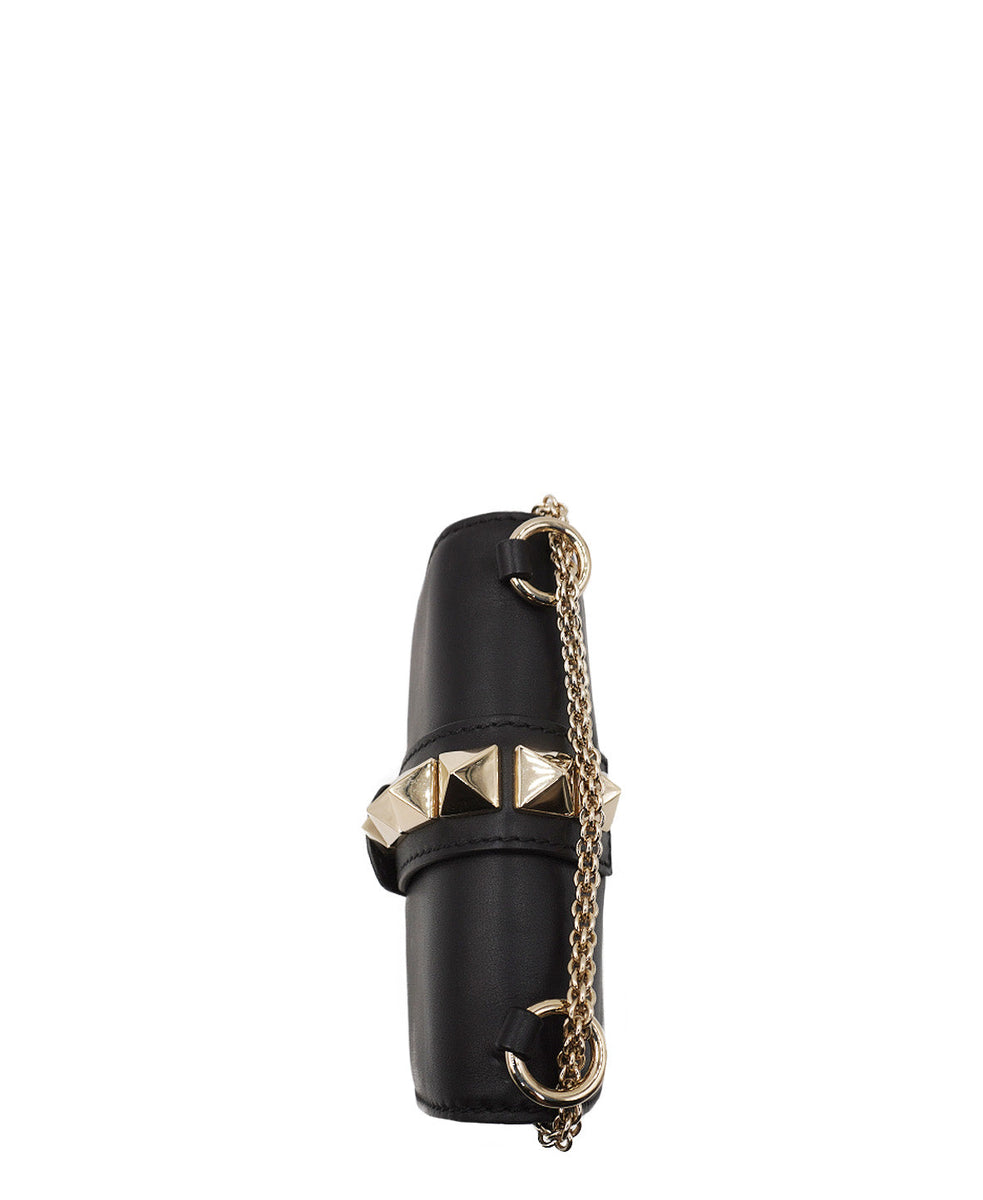 Leather Glam Rock Crossbody Bag Black