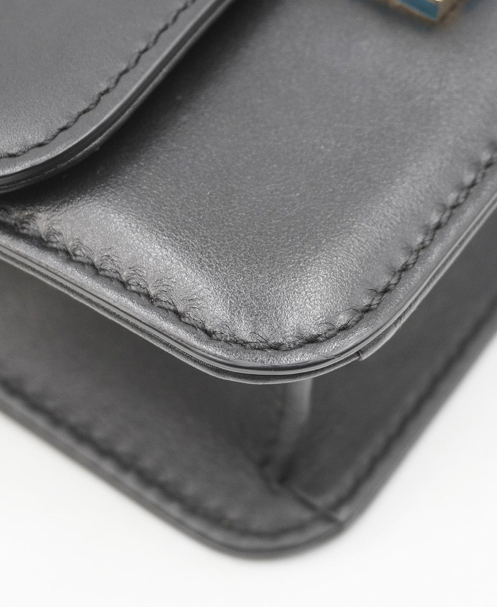 Leather Glam Rock Crossbody Bag Black