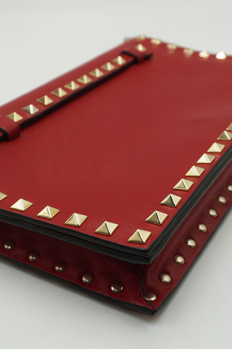 Rockstud Wristlet Leather Red