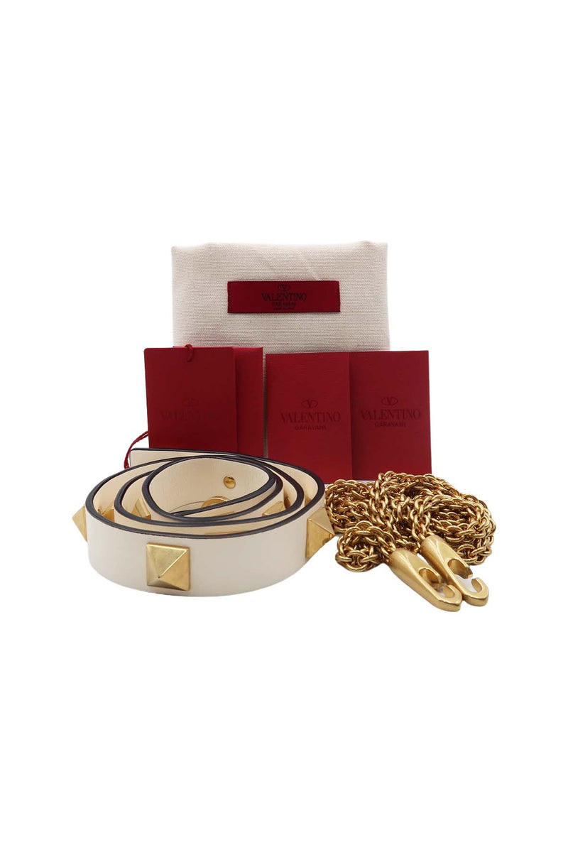 Small Roman Stud the Handle Bag White