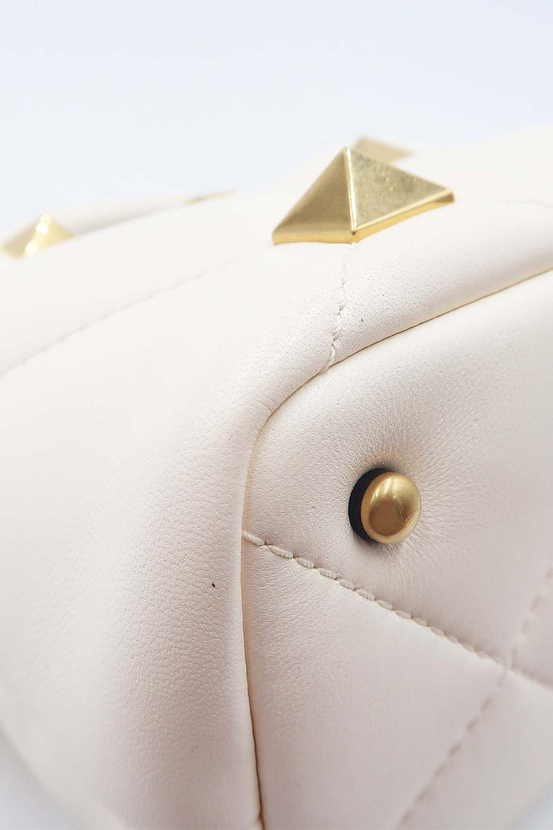 Small Roman Stud the Handle Bag White