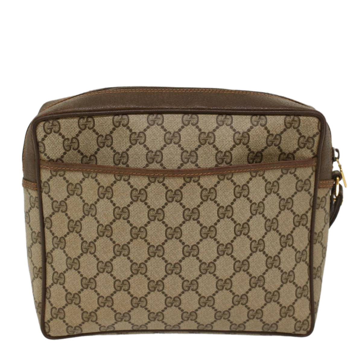 GUCCI GG Canvas Clutch Bag PVC Leather Beige Auth yb355