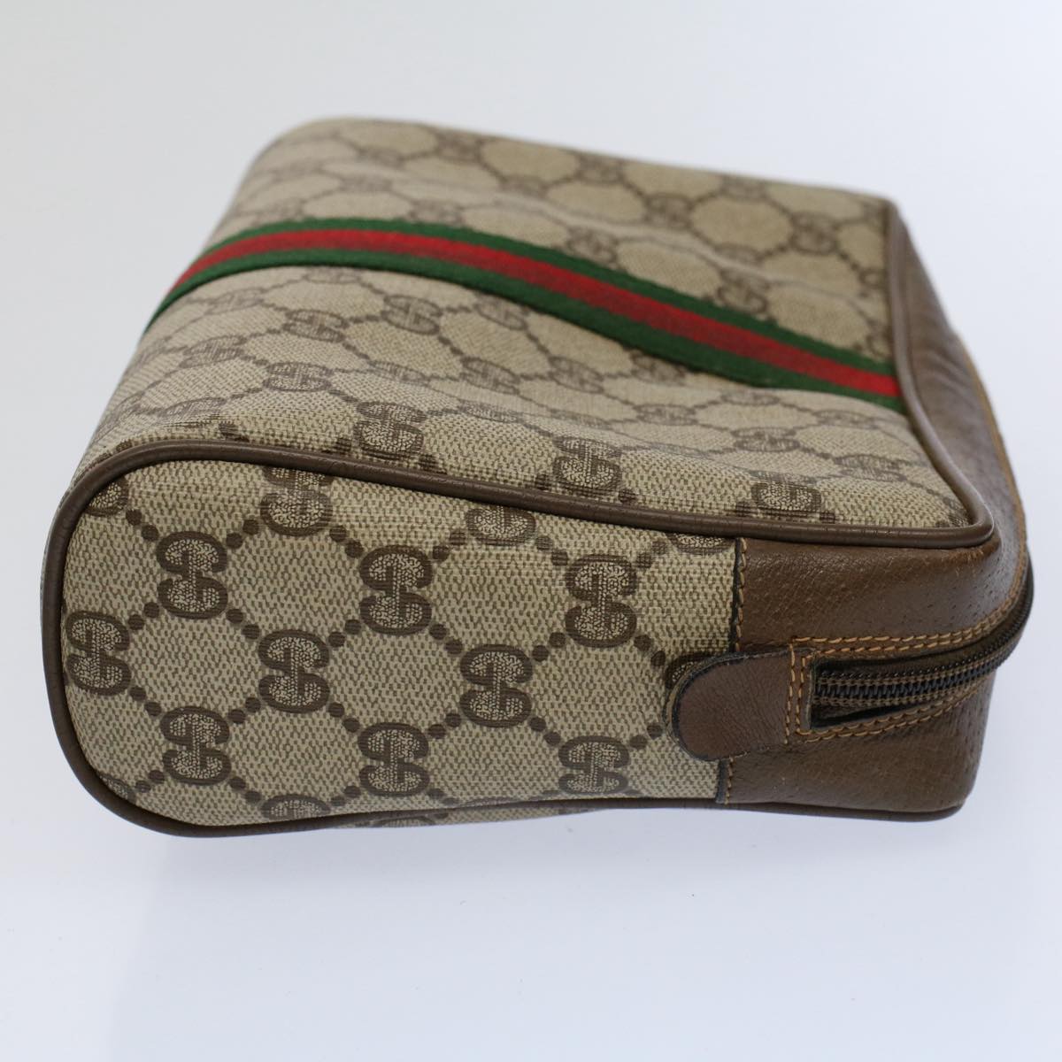 GUCCI GG Supreme Web Sherry Line Clutch Bag Beige Red Green 89 01 012 Auth yb427