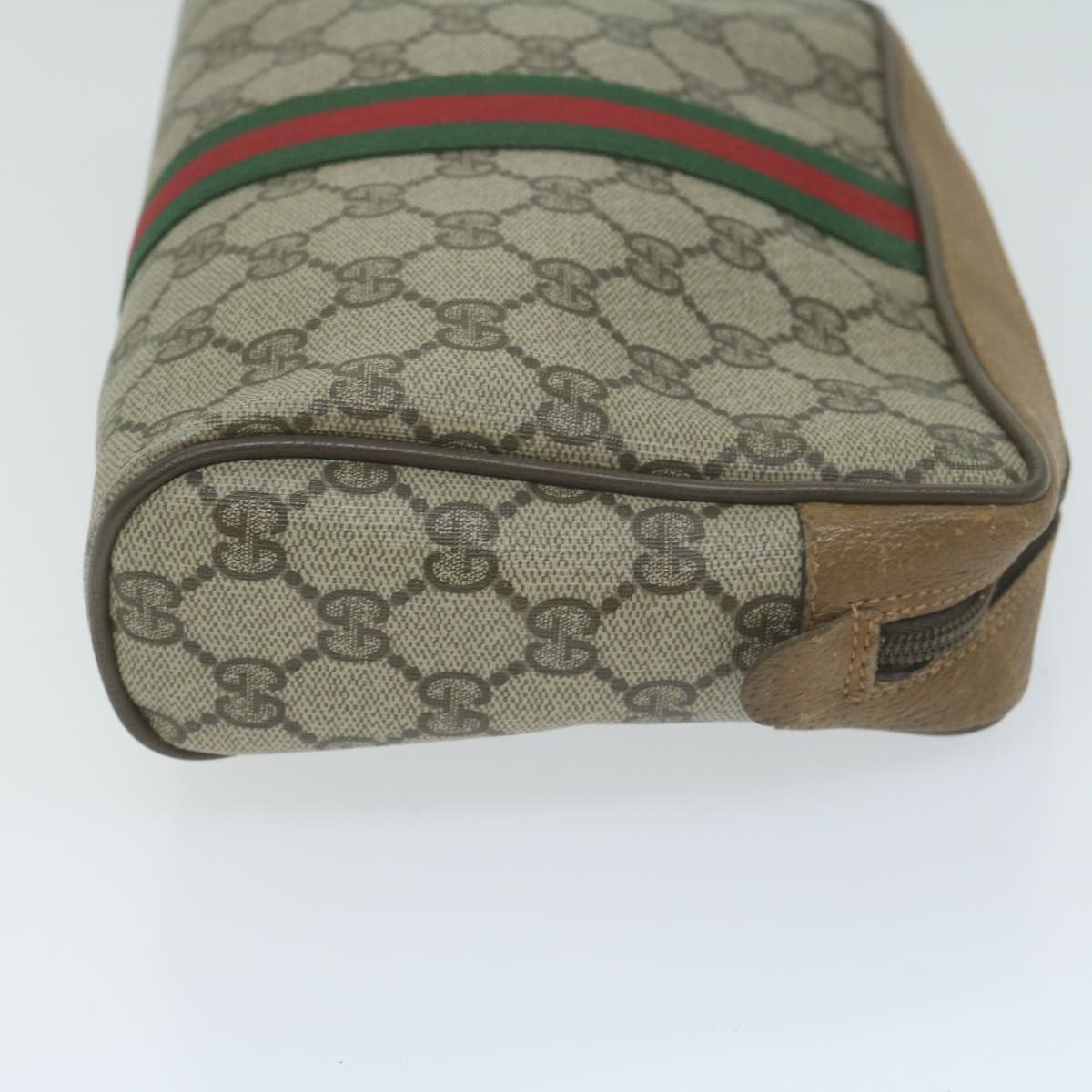 GUCCI GG Supreme Web Sherry Line Clutch Bag PVC Beige 89 01 012 Auth yk10592