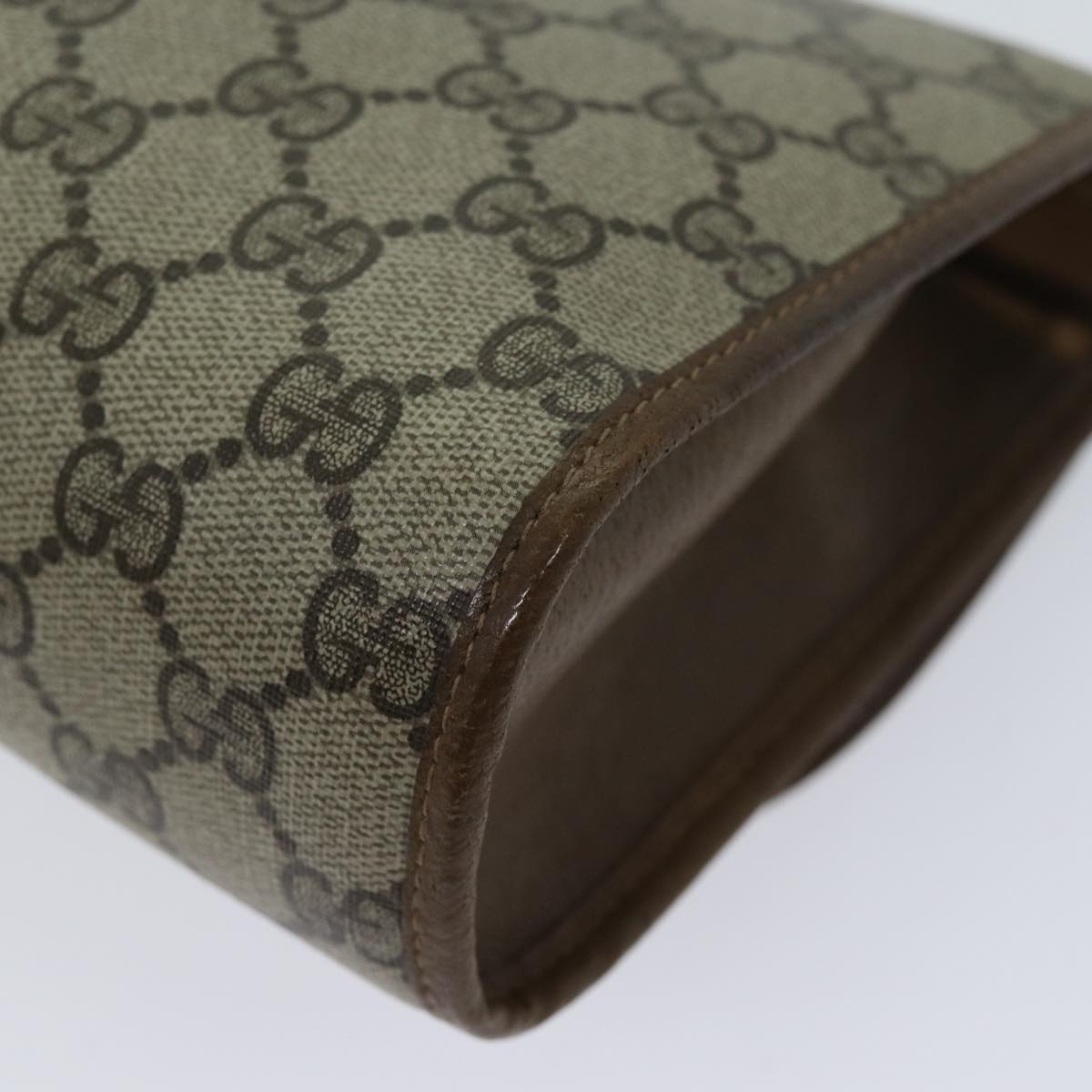GUCCI GG Supreme Web Sherry Line Clutch Bag Beige Green 89 01 030 Auth yk11961