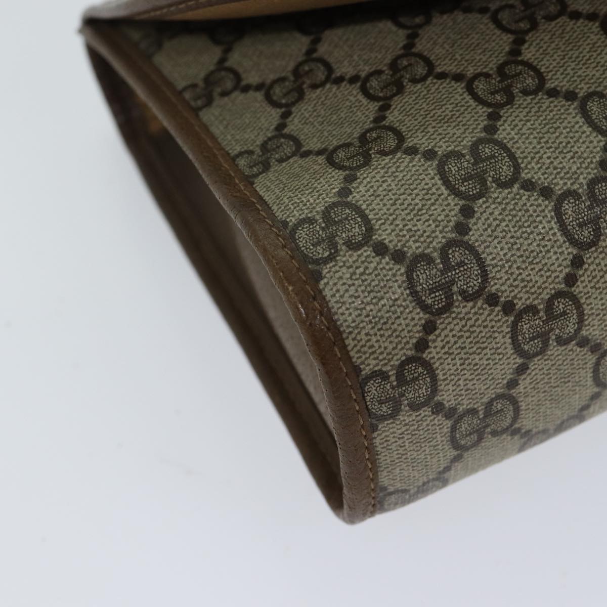 GUCCI GG Supreme Web Sherry Line Clutch Bag Beige Green 89 01 030 Auth yk11961