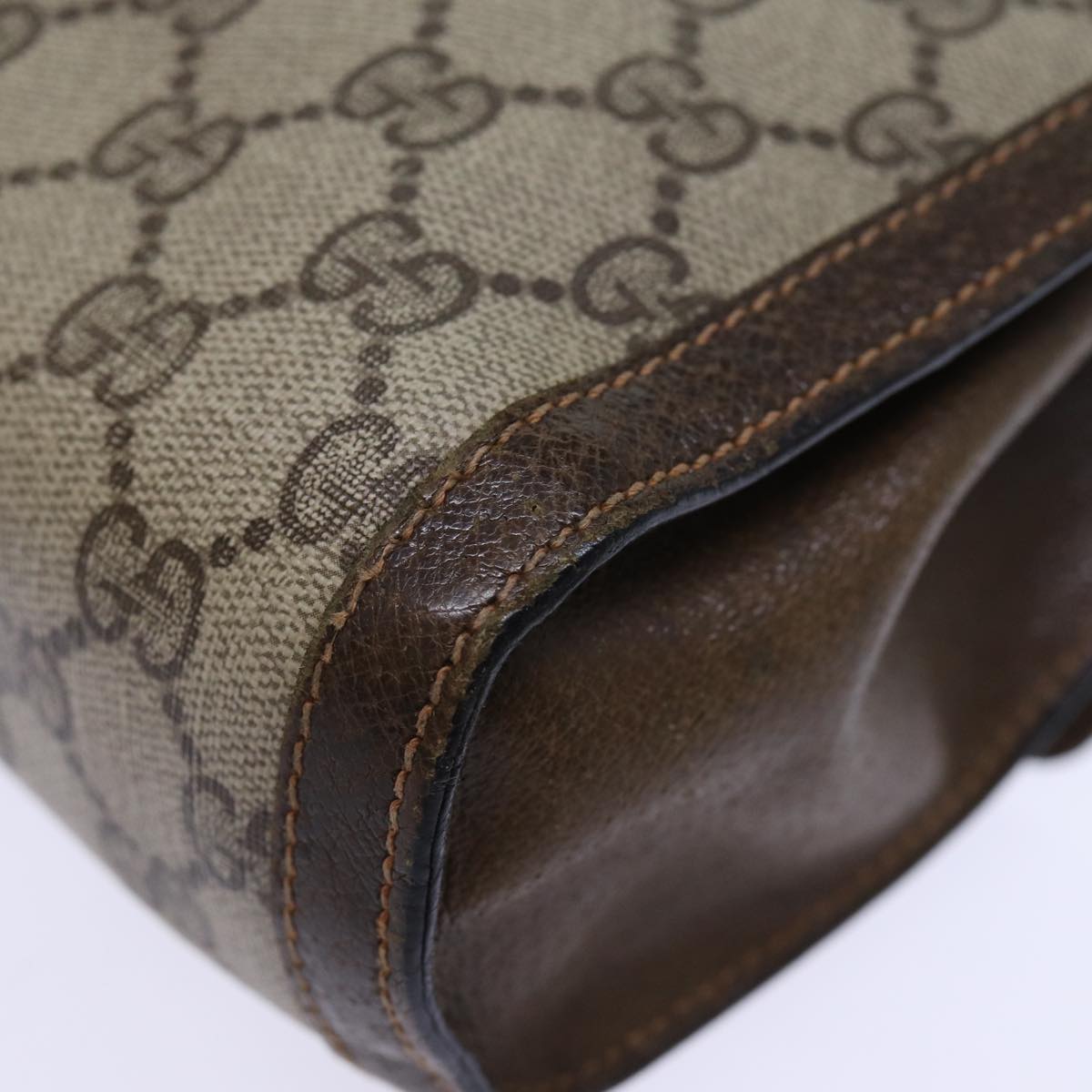 GUCCI GG Canvas Web Sherry Line Clutch Bag Beige Green 84 01 006 Auth yk12008
