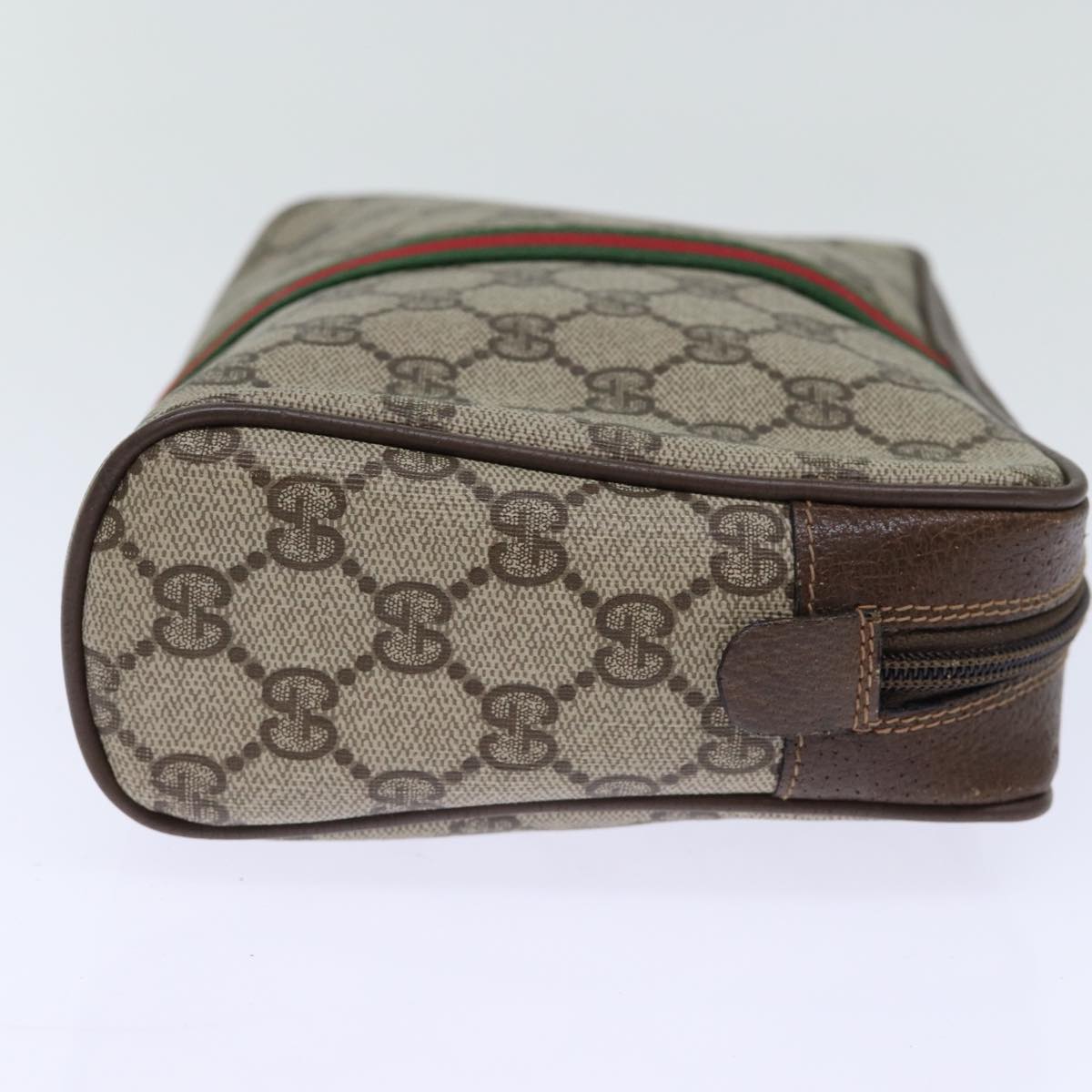 GUCCI GG Supreme Web Sherry Line Clutch Bag PVC Beige 63 01 012 Auth yk12088